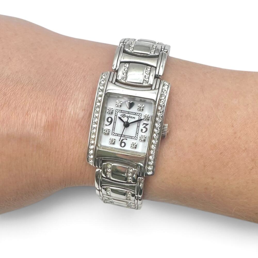 Brighton Turin Silver Crystal Square Face Bracelet Watch